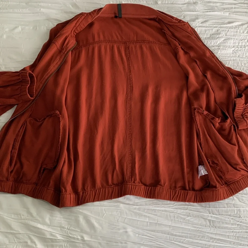 MAURICES Women’s Full Zip Bomber Jacket Rust Orange Thin Lightweight Elastic‎ XS